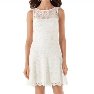 WHBM White Lace Drop Waist Sleeveless Dress Sz 2‎